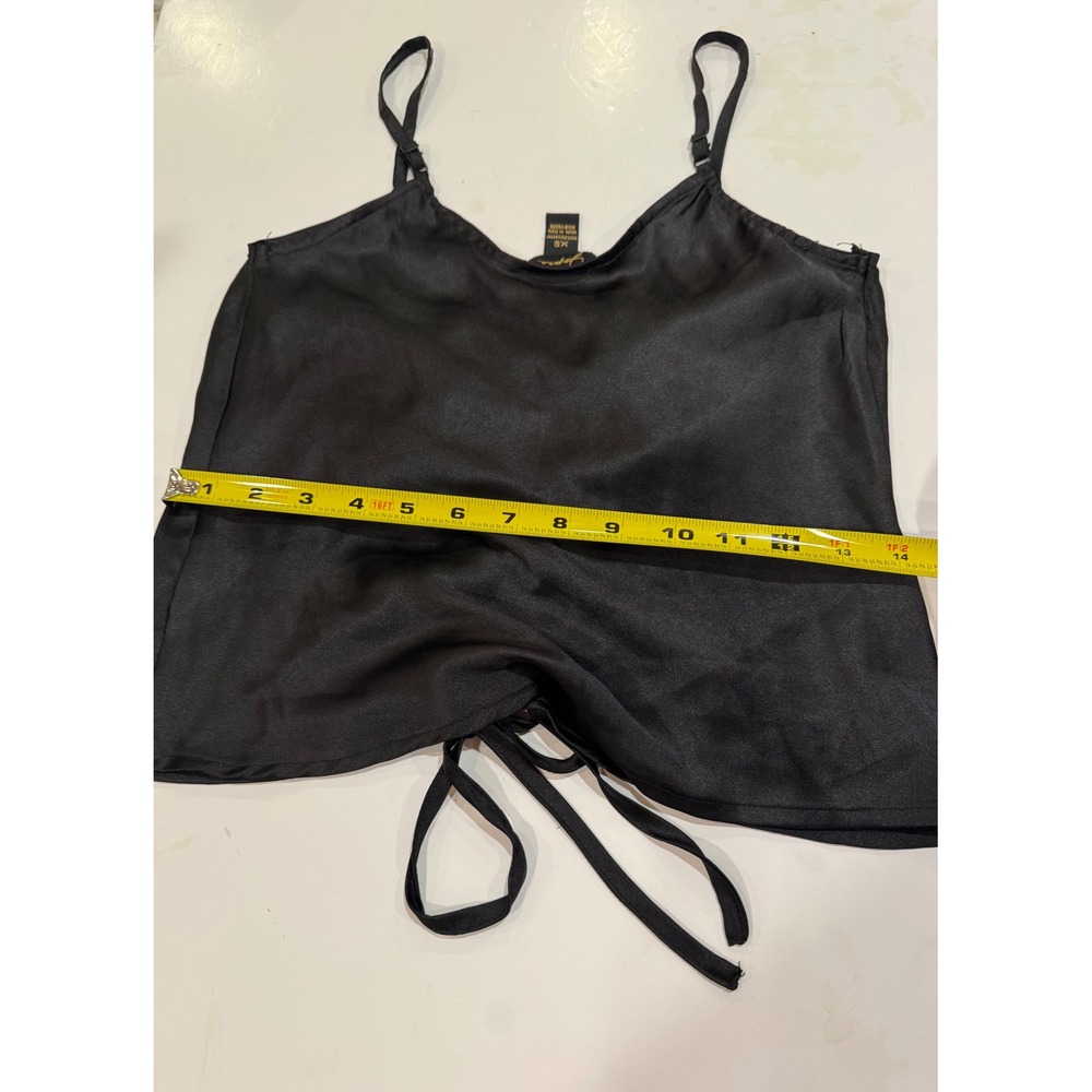 Japna Womens Black Satin Ruched Drawstring Front Camisole Top Size XS Adjustable - Picture 9 of 10